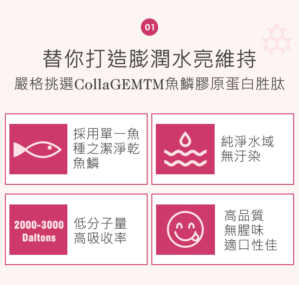 睡了美-白藜蘆醇胜肽膠原蛋白粉  嚴格挑選的魚鱗膠原胜肽，替你打造膨潤、水亮維持